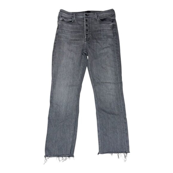 Mother The Pixie Dazzler Ankle Fray Jeans Black Waist 33 - Picture 10 of 12